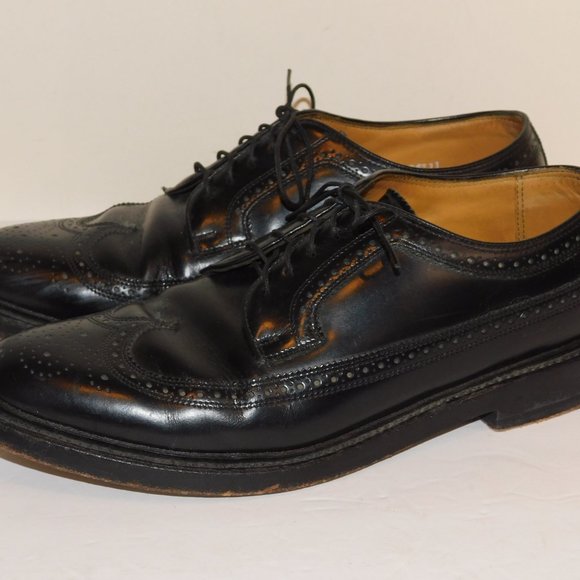 Stafford Men\'s Leather Wingtip Cap Toe Dress Shoes Black Size 8 1/2M main image 4